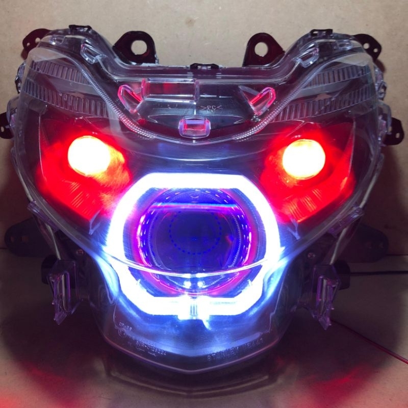 BILED YAMAHA MIO GEAR FULL SET LENGKAP HEADLAMP CUSTOM BILED VAHID E10+ LENGKAP D2 LASER 20 WATT