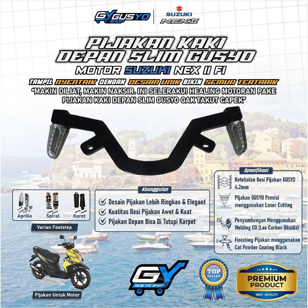 Pijakan kaki motor / Footstep Motor Suzuki NEX 2 CROSSOVER postep model slim flatbar fullset
