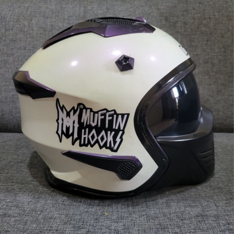 Helm JPX 726R Repaint Putih Lembayung Ungu - 2nd