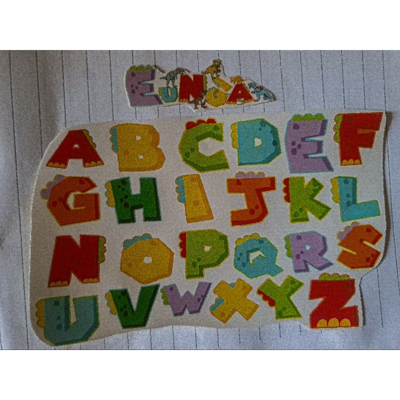 

Stiker Chromo, Stiker Kertas Alphabet,Stiker Abjad, Stiker Hurup Motif Dinosaurus