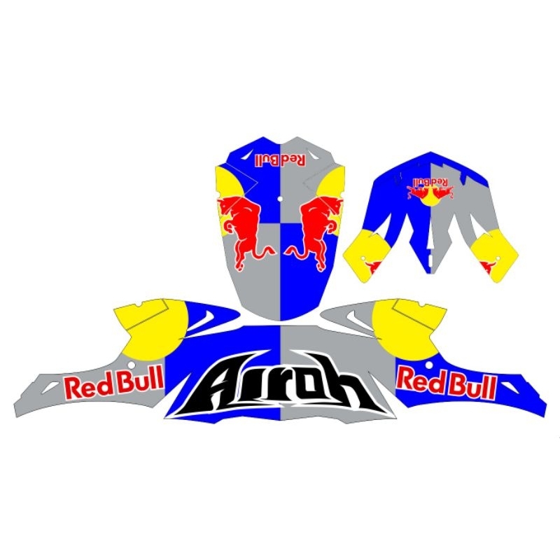 Decal Helm JPX Airoh Redbull blue silver