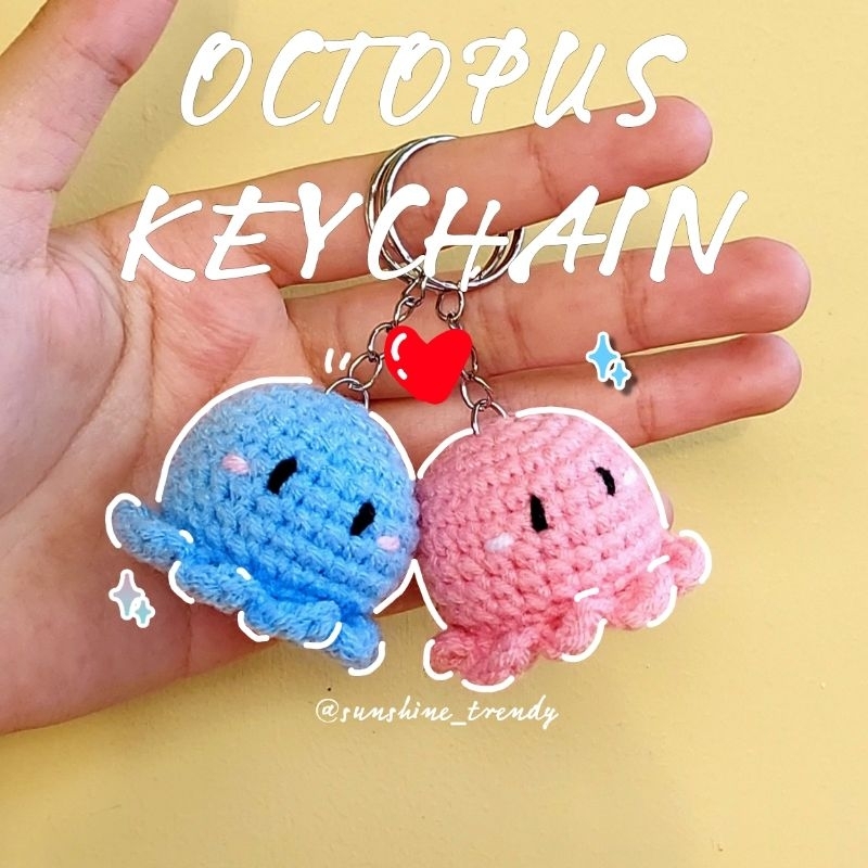 Octopus Keychain | amigurumi octopus keychain | gantungan kunci octopus