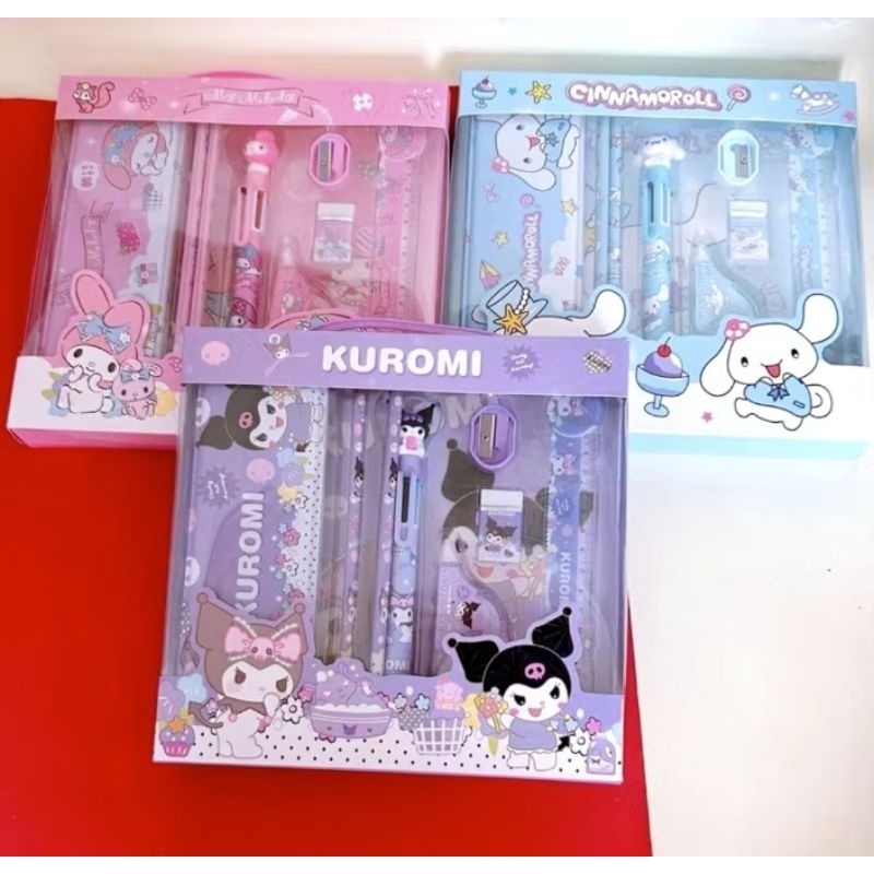 

set stationery 7in 1 paket alat tulis kotak pensil besi penggaris