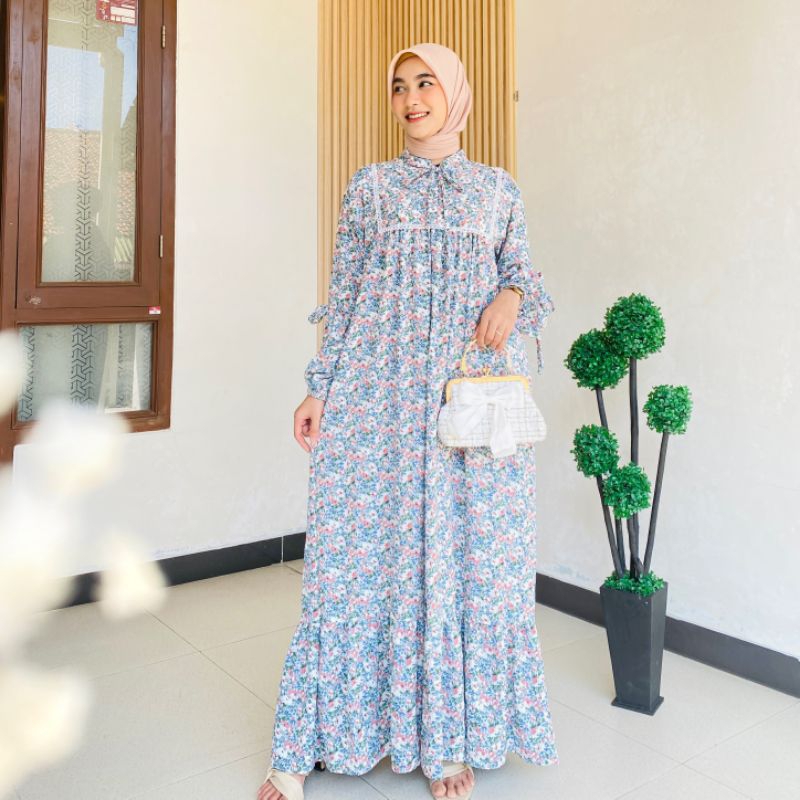 Eshantai Big Size Isyana Dress LD 120 125 Gamis | Gamis Jumbo Wanita Bahan Crinkle Doby