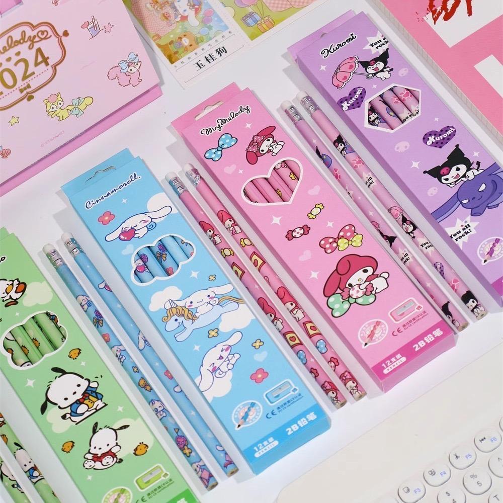 

DXUU Pensil 2B motif lucu SANRIO Pensil Box isi 12pcs + Serutan Karakter