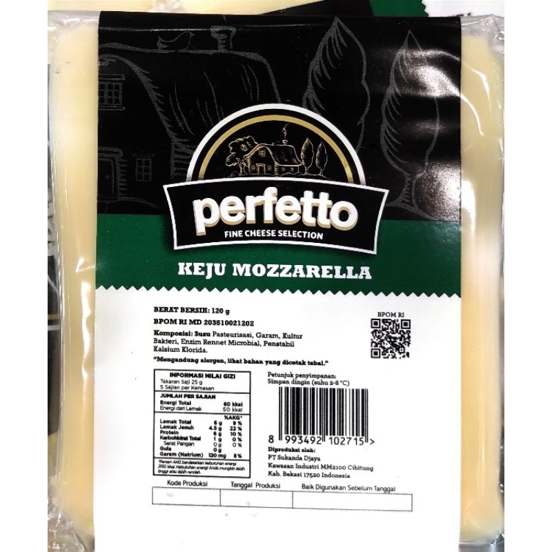 Perfetto Keju Mozzarella/Mozarella 120 gram