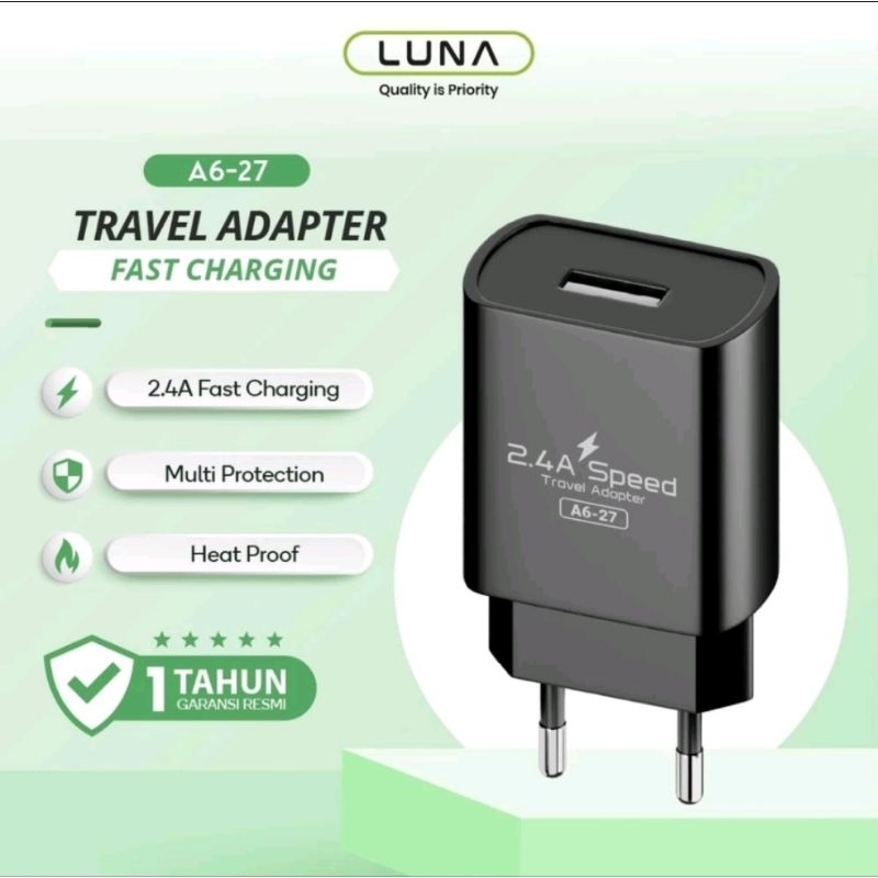 A627 Batok charger Luna Original Kepala cas 2.4A Batok fast charging