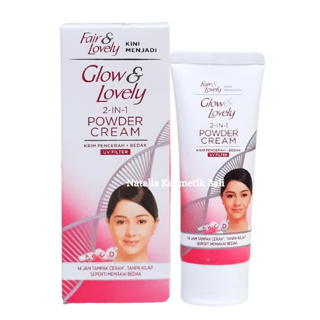 Glow & Lovely 2-In-1 Powder Cream - Krim Pencerah + Bedak - Uv Filter - Fair & Lovely