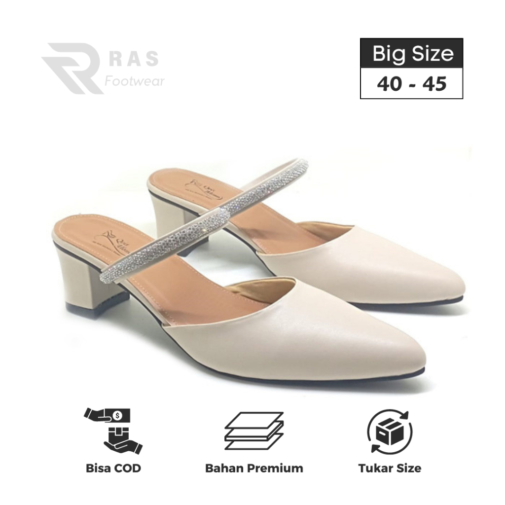 Sepatu Mules Heels Big Size 40-45  | Sepatu Wanita Formal Pesta