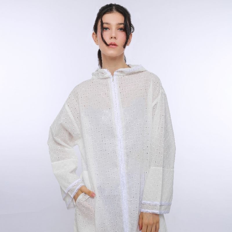 Baju Umroh Gamis Hoodie Djellaba Maroko Jalabah Jubah Kapucong Maroko Wanita Cotton Embroidery Broke