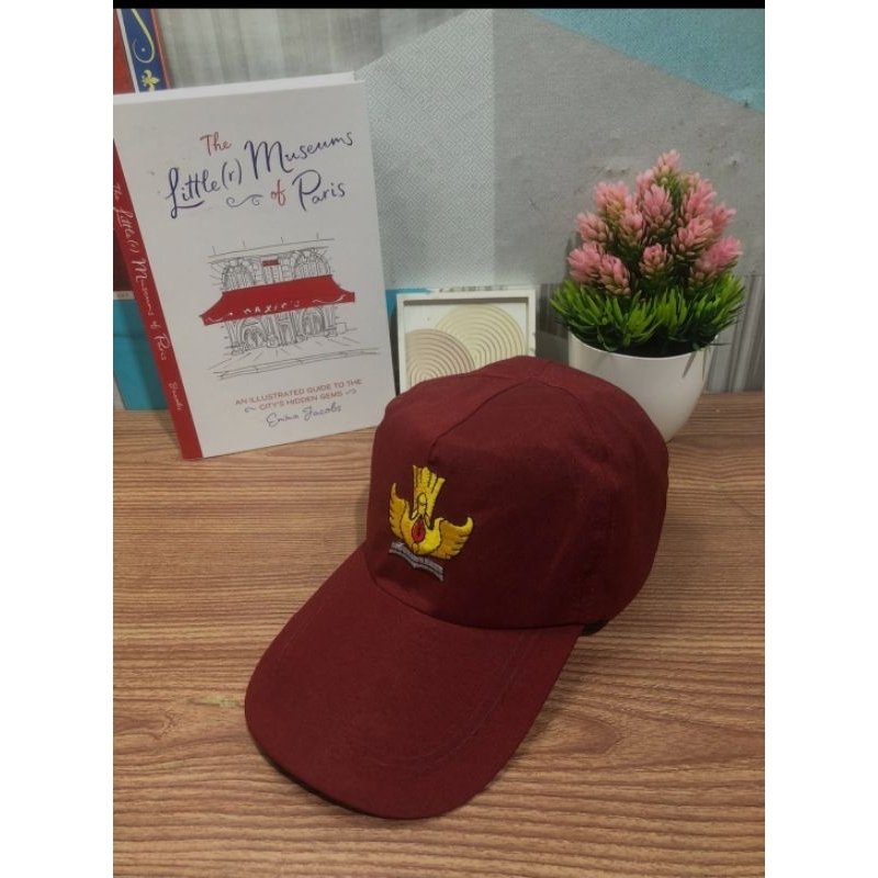 harga kodian isi 20pcs topi seragam sekolah merah full belakang karet