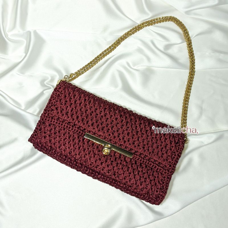 Maroon Bag Tas Rajut maroon merah crochet makeit.cha