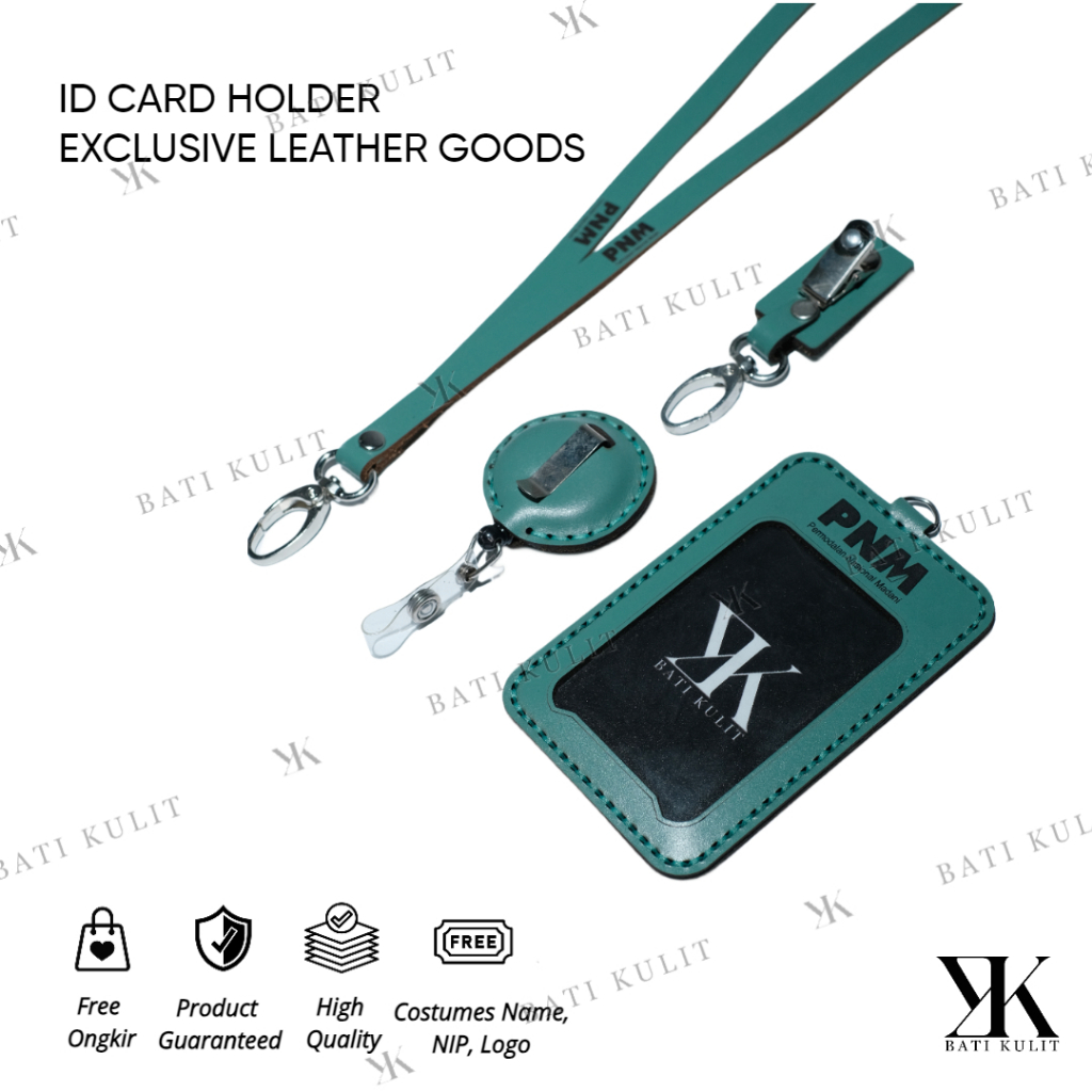 

Name Tag Id Card Holder Kulit Asli Corrected Grain Free Lanyard Custom Bebas Cetak Logo Perusahaan