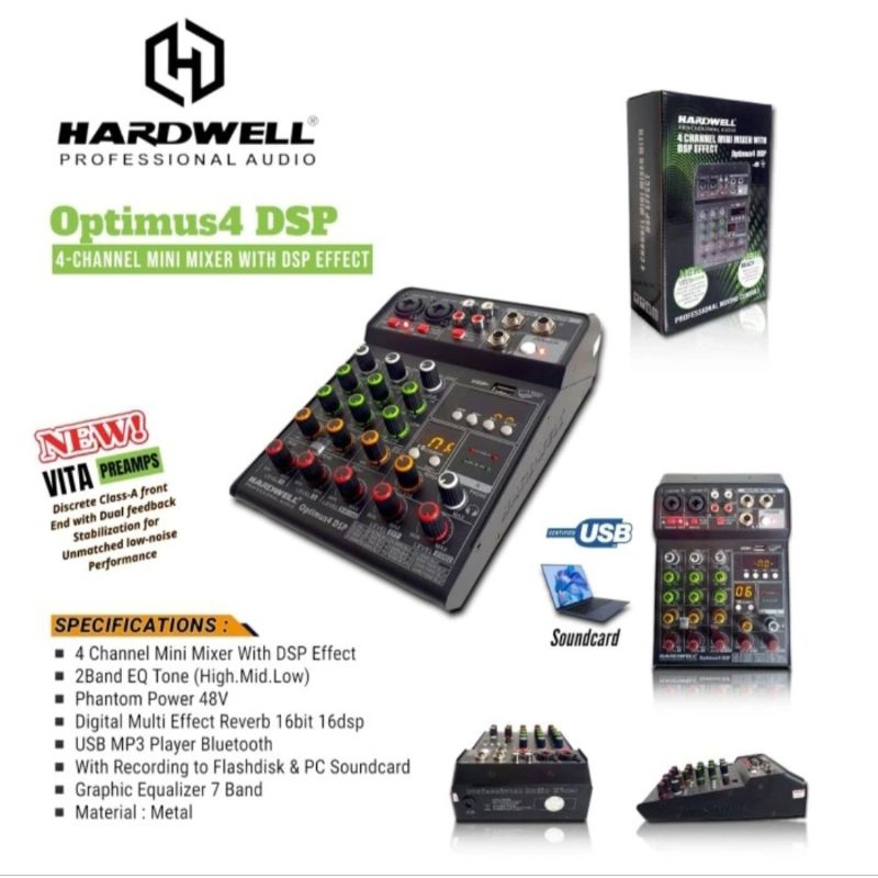 Mixer Audio 4chanel Hardwell Optimus-4 dsp Original garansi resmi