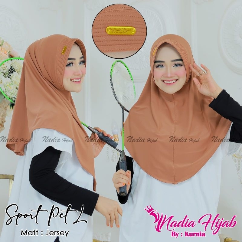 Jilbab Sport NADIA Hijab size L | Bergo Instant Ped Sport Jersey Zoya