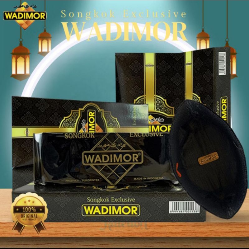 Peci Songkok Wadimor AC Hitam Polos Size Dewasa dan Anak Tinggi 7 8 9 10 Kopiah Sholat Standar Nasio