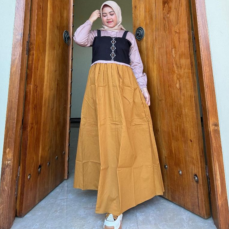 Gamis Amanda Sauqiya Bordir Katun Twill Mix Rayon Twill Premium