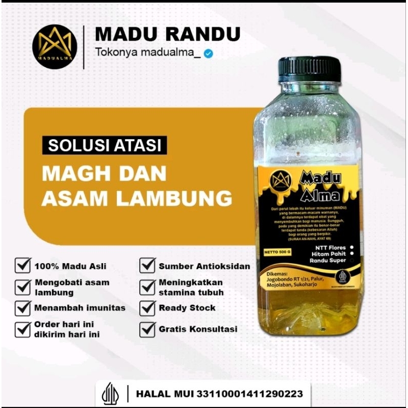 

Madu Randu Super 500gr Madu Alma