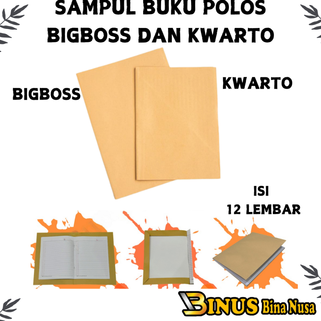 

sampul buku coklat polos ukuran kwarto dan boxy/big boss harga per Pak isi 12 lembar