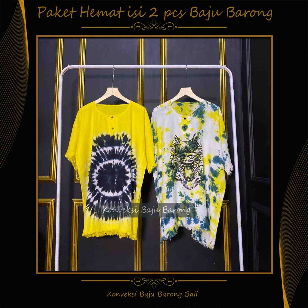Original - Paket isi 2pcs baju barong bali pria dan wanita - tie dye - terlaris