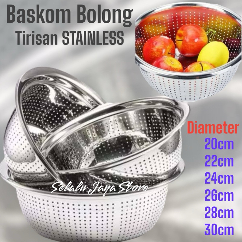 Baskom bolong STAINLESS STEEL / Saringan Baskom Bolong / Tirisan Stainless