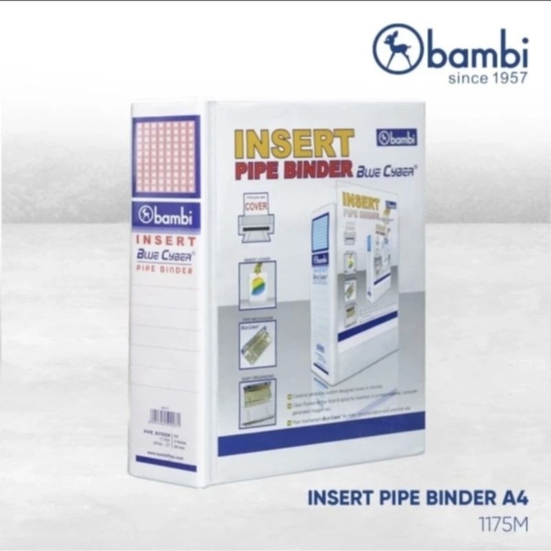 

ORDNER BAMBI A4 50MM INSERT PIPE BINDER 1175M PUTIH PER 1 PCS