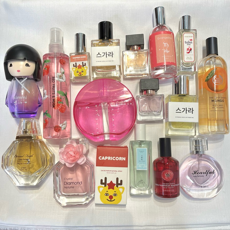 PRELOVED PERFUME BODY MIST SALE (MINISO, ETUDE HOUSE, THE BODY SHOP, EVANGELINE, KIMMI, YUBISO)
