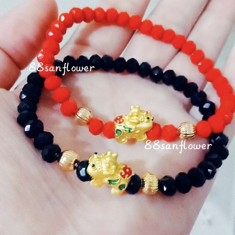 Gelang Pixiu Gelang Kristal Naga Colorful Lapis Emas