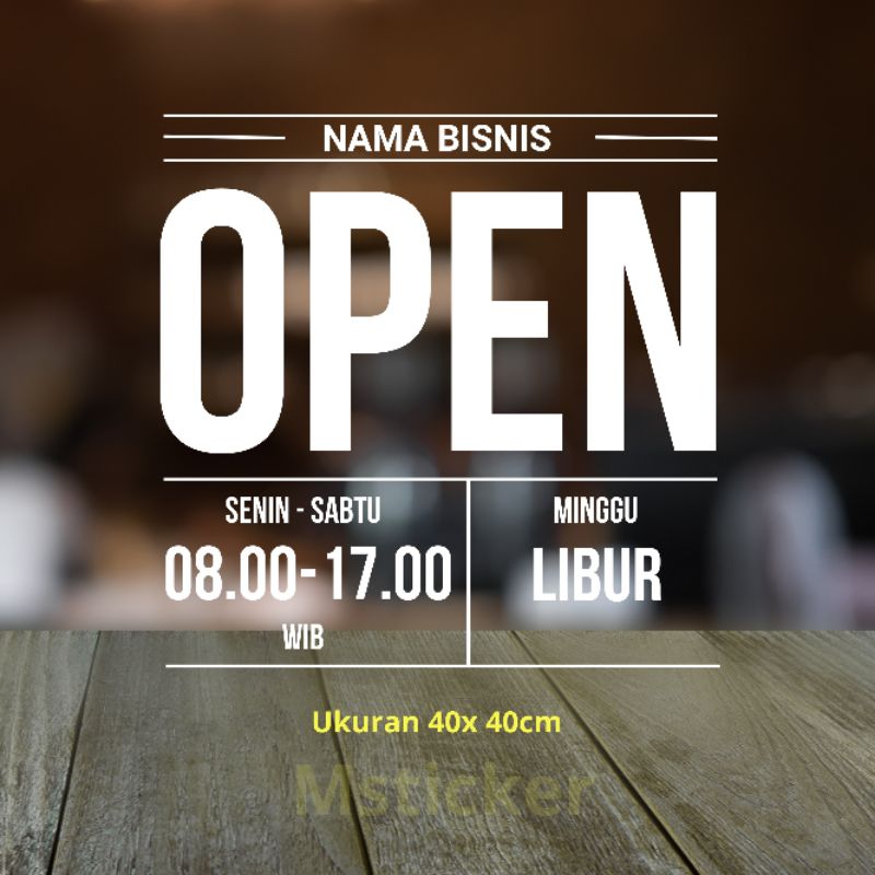 

stiker kaca jam buka toko, cutting sticker kaca dinding wall sticker ukuran 40x40cm