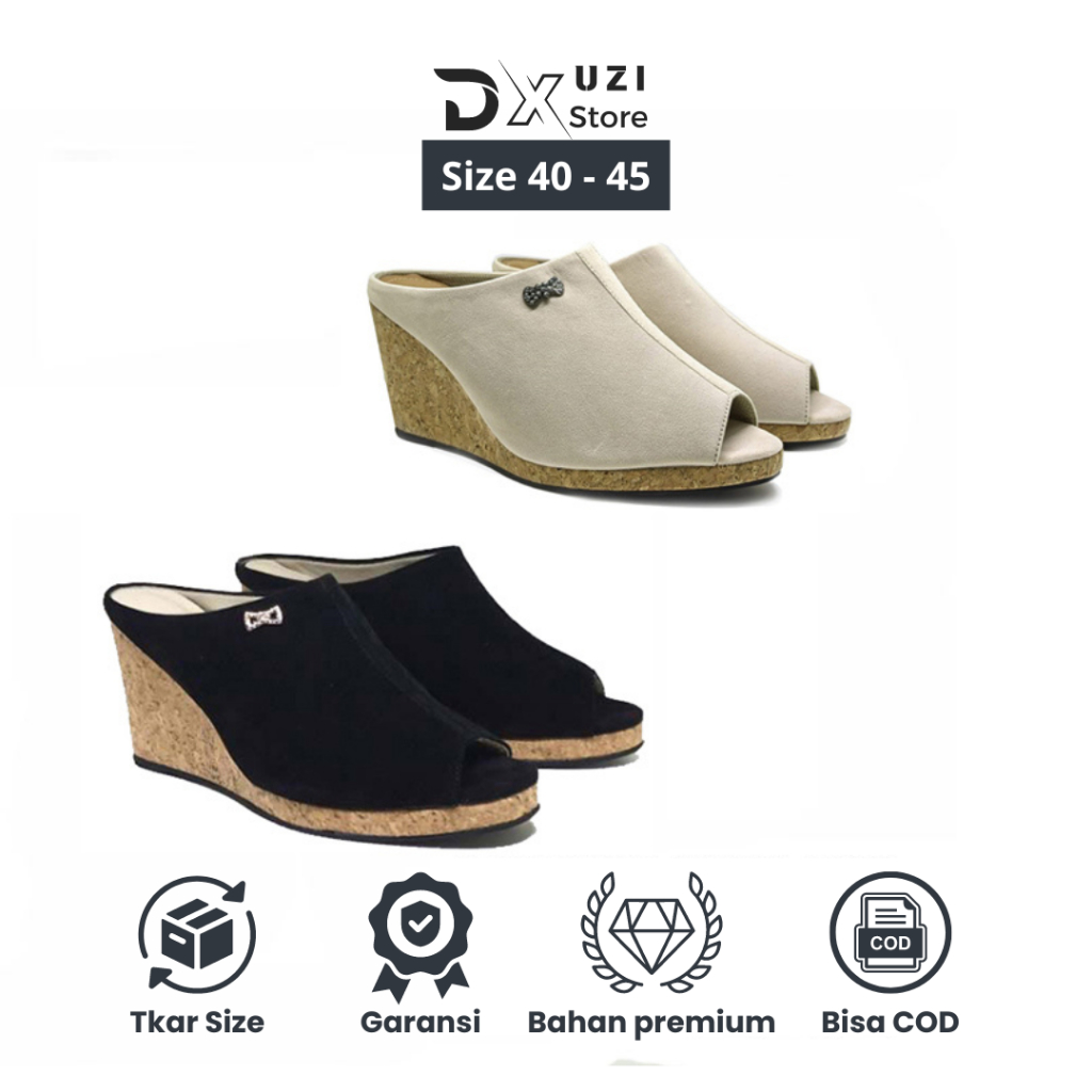 Sandal Wanita Selop Big Size Wedges Pesta Formal Cewek Ukuran Jumbo 40 41 42 43 44 45 Branded