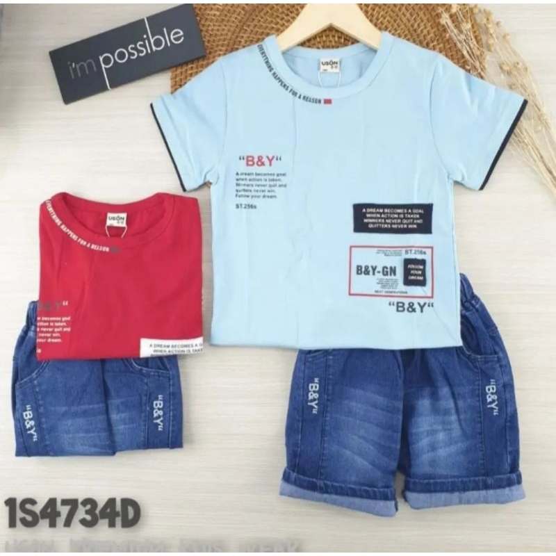 Uson Premium Kids Wear Setelan Celana Pendek Jeans anak Cowok