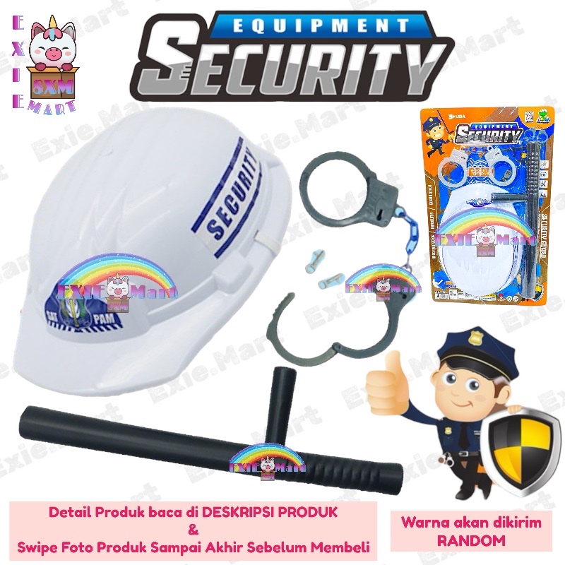 MAINAN ANAK PERALATAN SATPAM - MAINAN EQUIPMENT SECURITY HELM, PENTUNGAN TONGKAT, BORGOL SET - MAINA