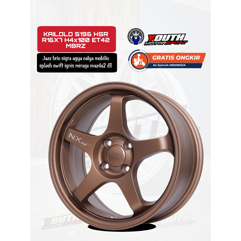 velg 16 hsr kailolo cocok untuk jazz,Brio,Sigra,Agya,calya,mobilio,vios dll