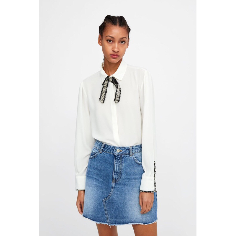 sale: zara tweed sleeve blouse