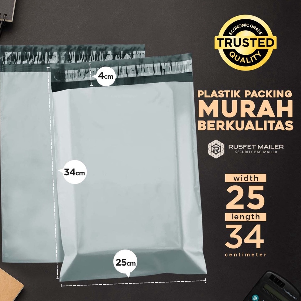 

7QIP8878 Polymailer Ekonomis Light Gray Plastik Packing Online Murah 25x35