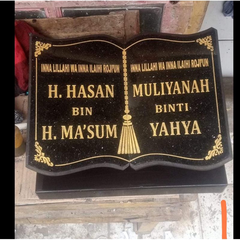 batu nisan buku full marmer 30x40