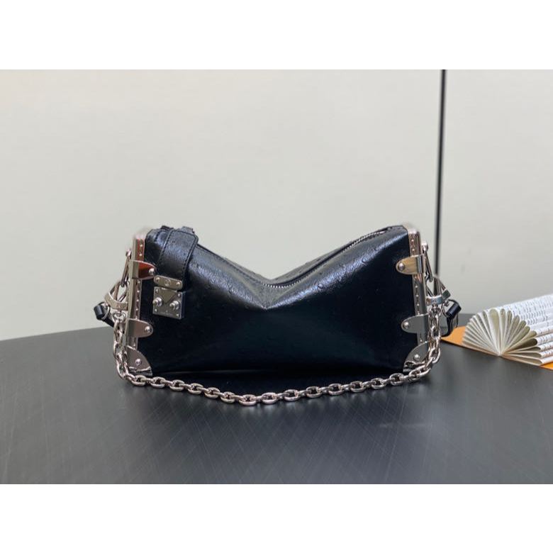 Top Original Louis Vuitton/LV Ostrich Full Leather Soft Box Series SLIM TRUNK Handbag