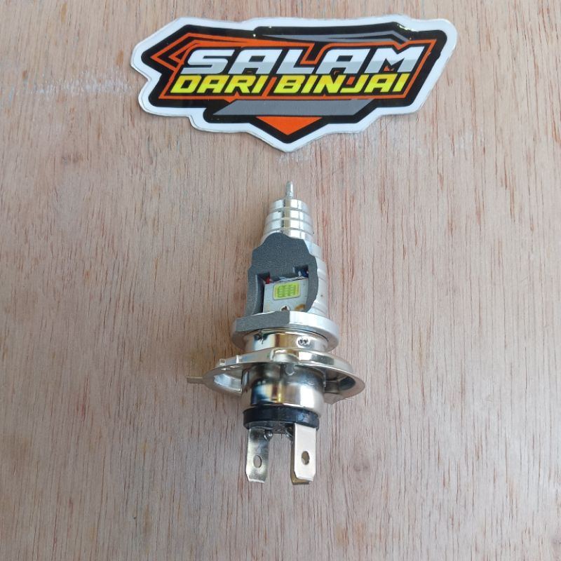 BOLA LAMPU DEPAN LED H4 2 MATA MOTOR VIXION OLD NEW SCOOPY FI MEGAPRO CBR CB150R NINJA TIGER VERZA