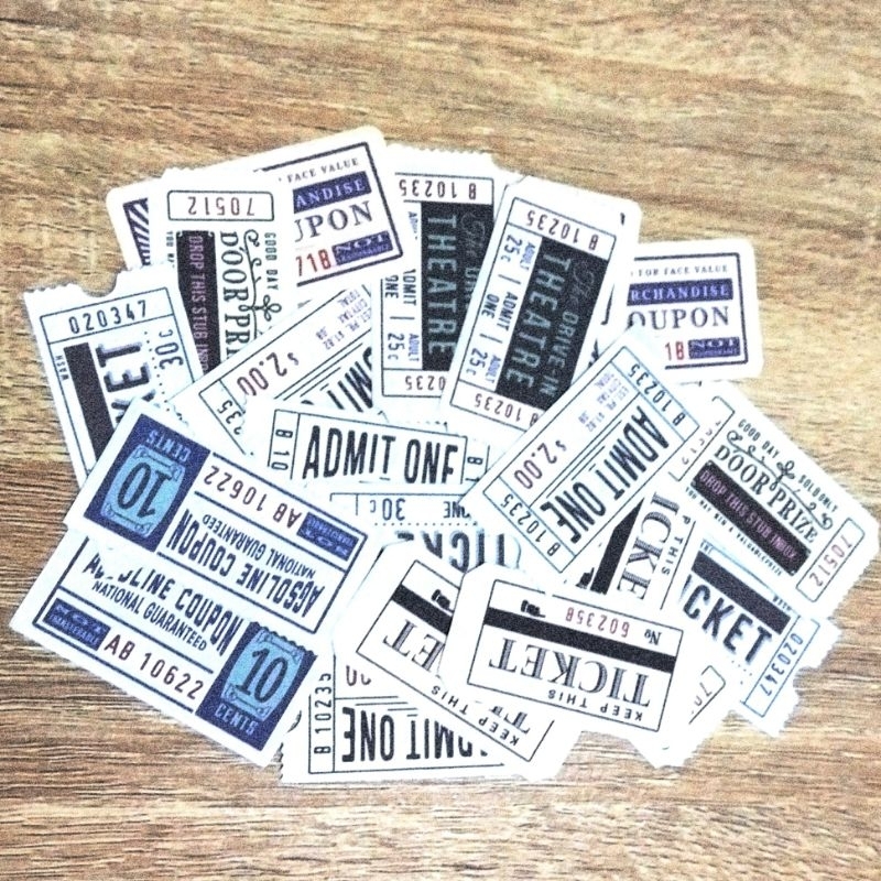 

5pcs Ticket Paper Ephemera Dekorasi Journal Scrapbook Vintage Monochrome Style