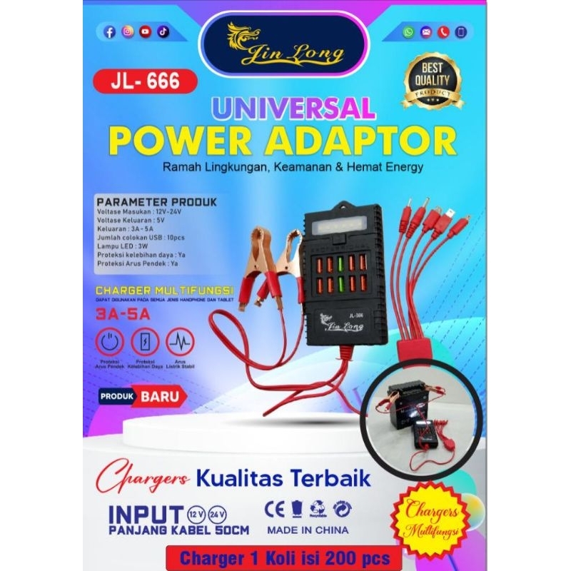 CHARGER UNIVERSAL/CLAMP CHARGER 12in1 LED JL-666