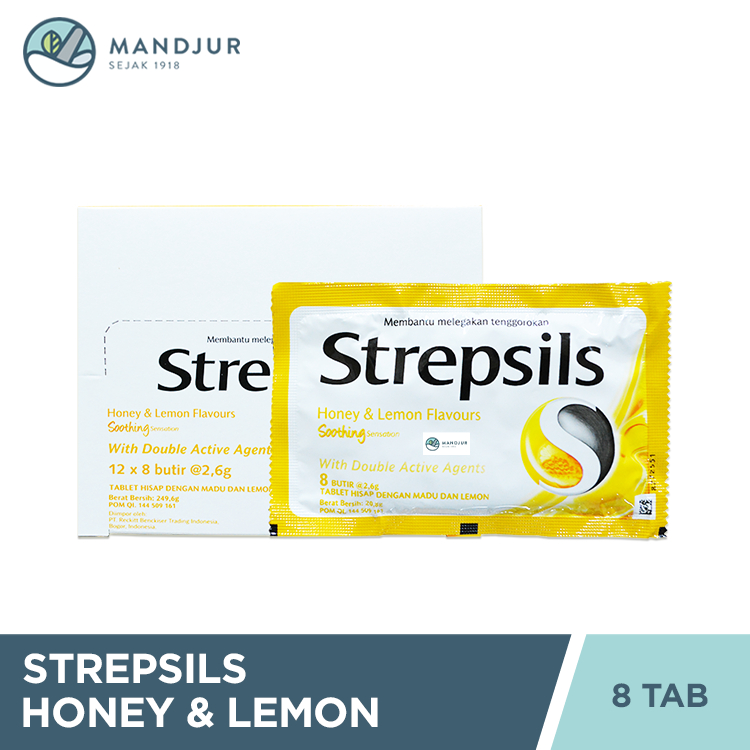 

Strepsils Honey Lemon Flavor Sachet - Peremen Pelega Tenggorokan