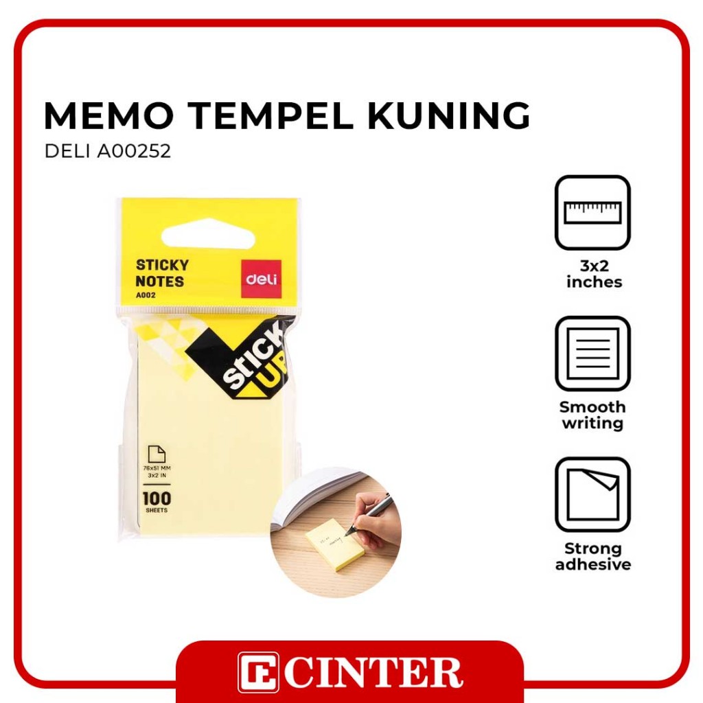 

DELI - NOTES TEMPEL / MEMO / STICKY NOTES YELLOW HANGER 100 LEMBAR 76X51MM A00252