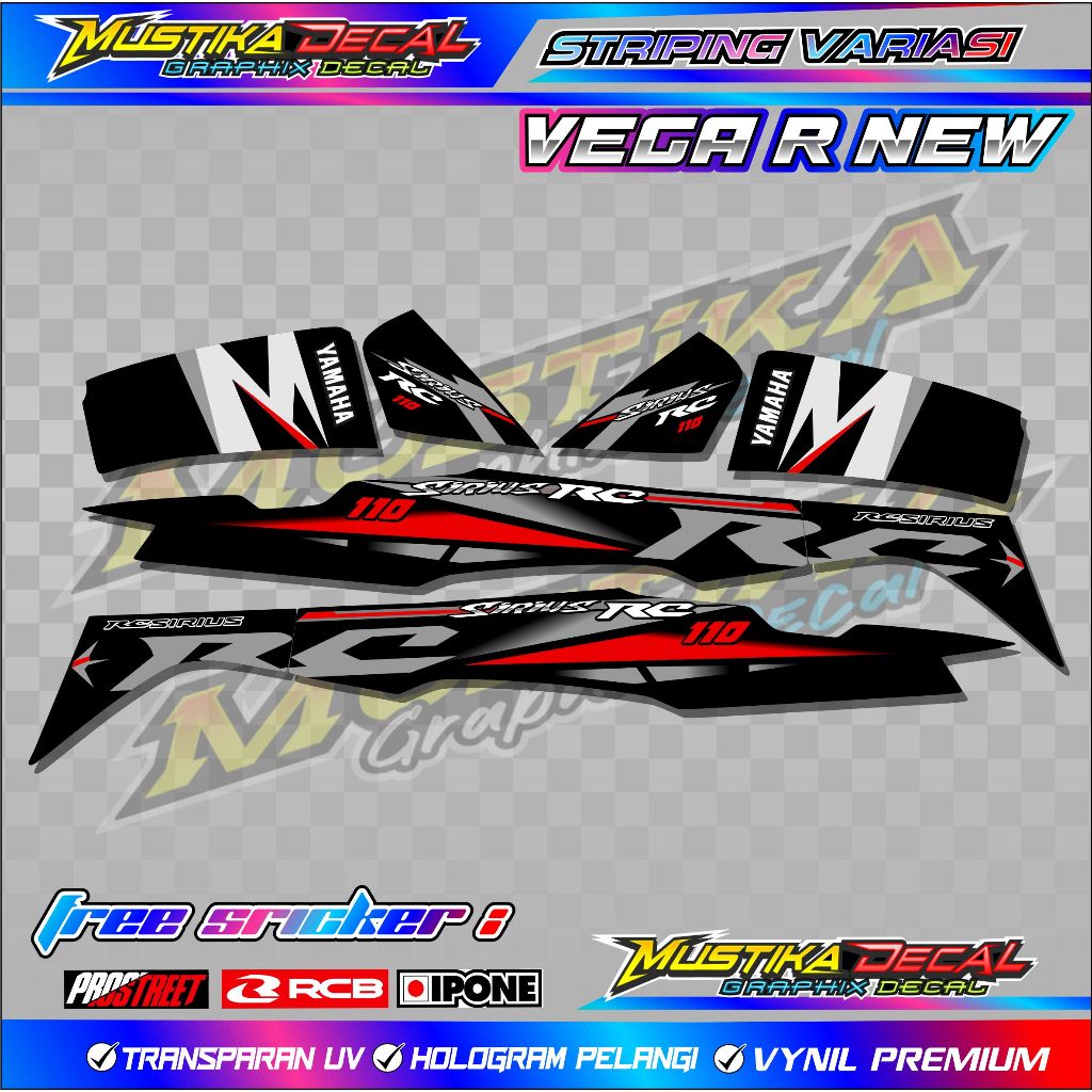 STRIPING VARIASI YAMAHA VEGA R NEW SIRIUS 110 / STICKER VARIASI VEGA R BARU SIRIUS 110