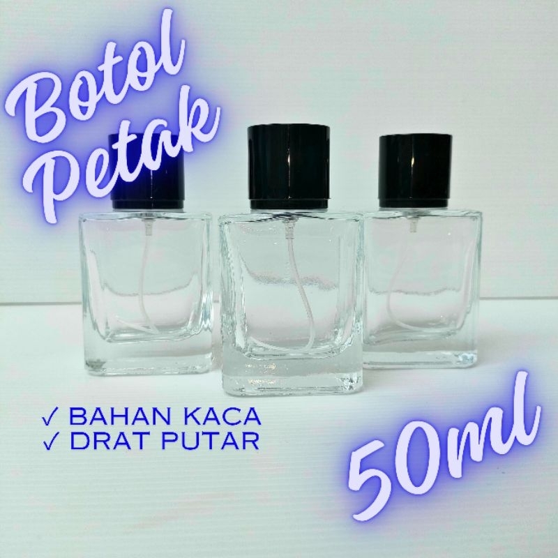 Botol Parfum Spray Kaca Petak 50ml Drat Putar