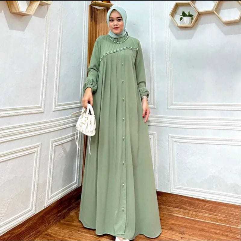 gamisClara Dress Crinkle Airflow Premium Gamis Kombinasi Payet Mutiara Crinkle Terbaru payet