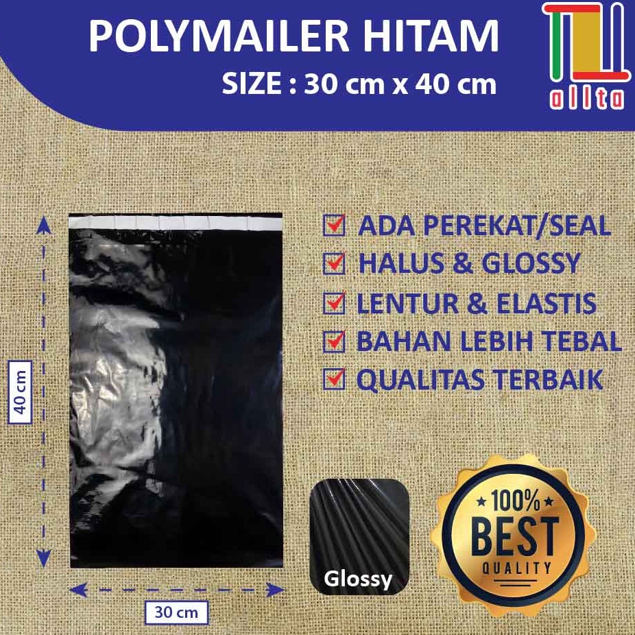 

PLASTIK PACKING OLSHOP PE POLYMAILER kantong kemasan amplop plastik 3x4 HITAM GLOSSY mewah CLHL98138