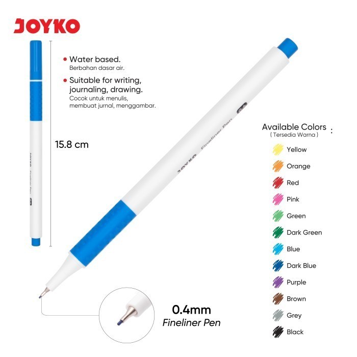 

Fineliner Pen Pulpen Pena Warna Joyko CLP-062 0.4mm