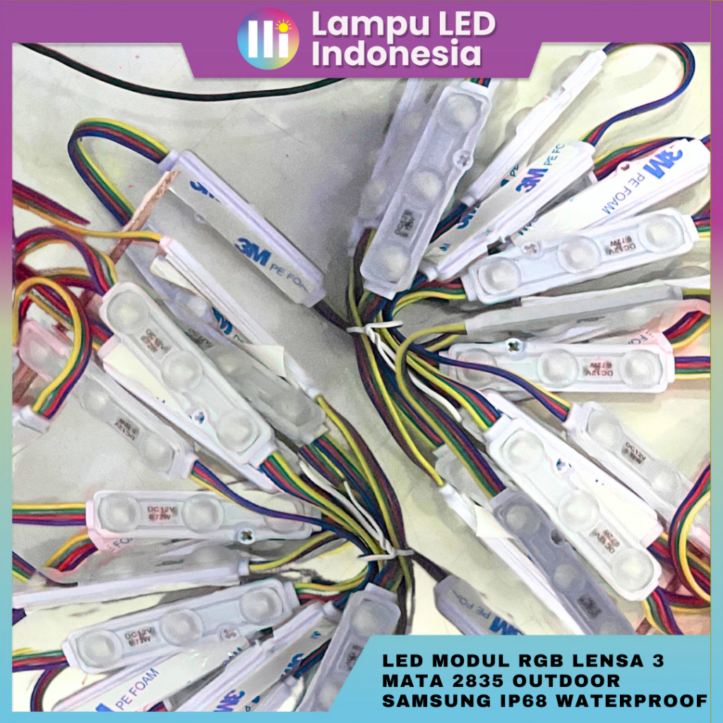 NC Lampu LED Modul RGB Lensa 3 mata 2835 Outdoor Samsung IP68 waterproof