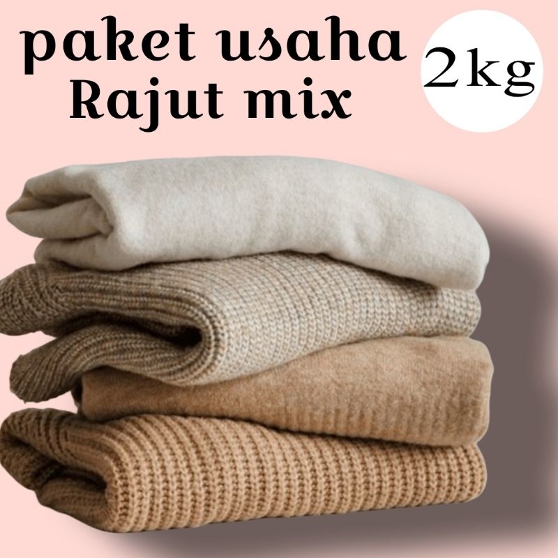 Paket usaha rajut mix kaos 2 kg lengkap, isi 6-10 pcs, baju wanita lengan panjang, baju lengan pende