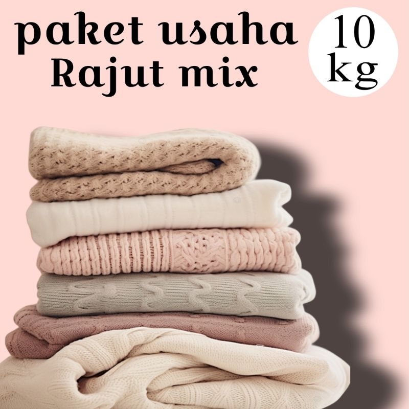 Paket usaha rajut mix kaos 10 kg lengkap, isi 40-50 pcs, baju wanita lengan panjang, COD, rapi, raju